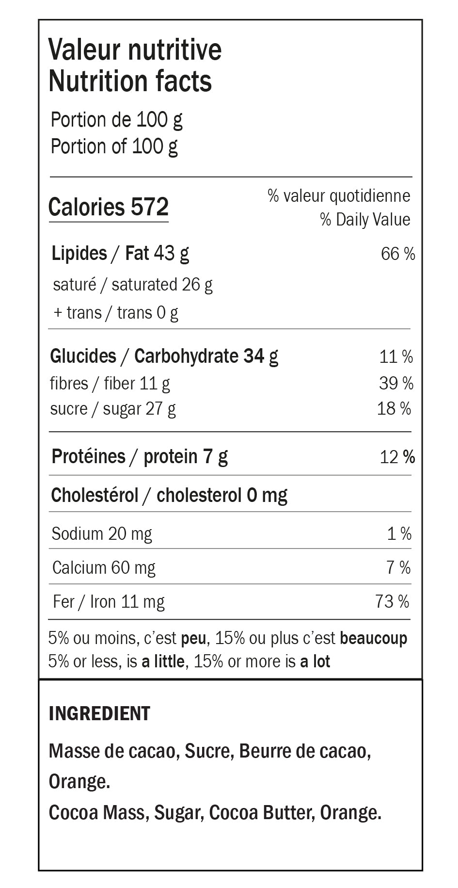 Chocolat Noir 70% à l'Orange
