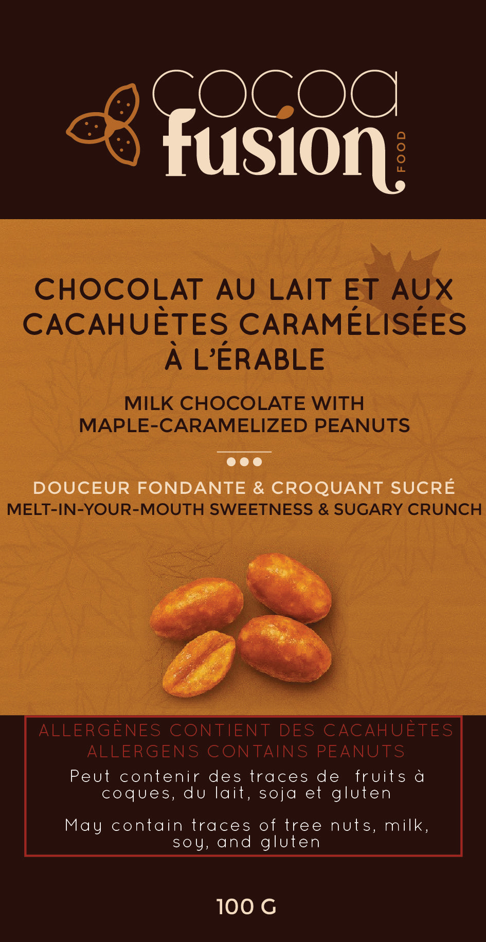 Chocolat au lait et aux Cacahuètes à l'Érable